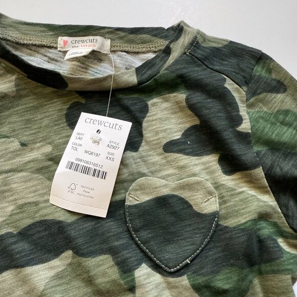 NWT Crewcuts girl heart pocket camo tee XXS 2-3 years - Picture 2 of 4
